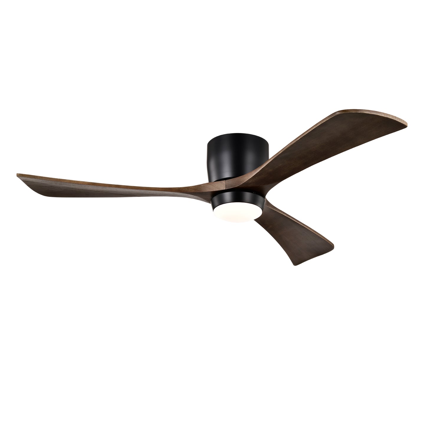 52' Flush Mount Solid Wood Blades Ceiling Fan with Lights  (Matte Black)