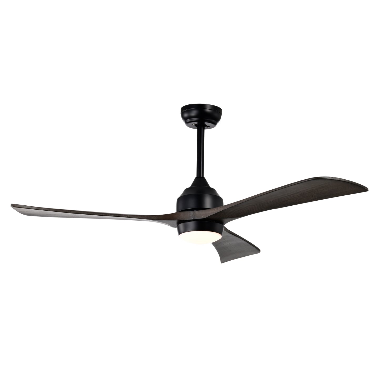 52' Solid Wood Blades Ceiling Fan with Lights  (Matte Black)