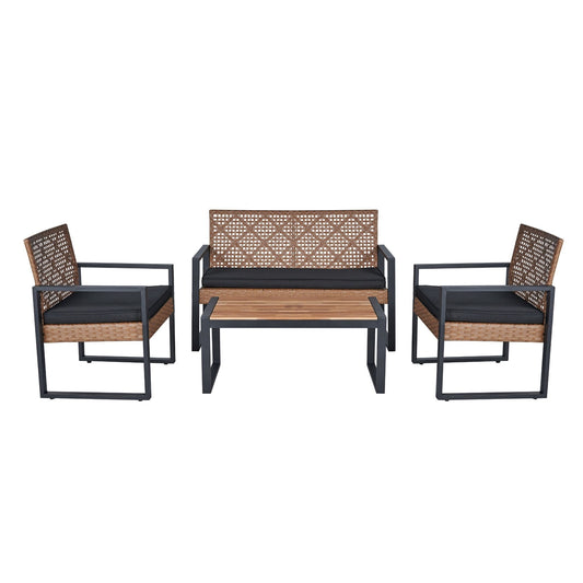4-Piece Patio Furniture Set with Acacia Wood Table Top