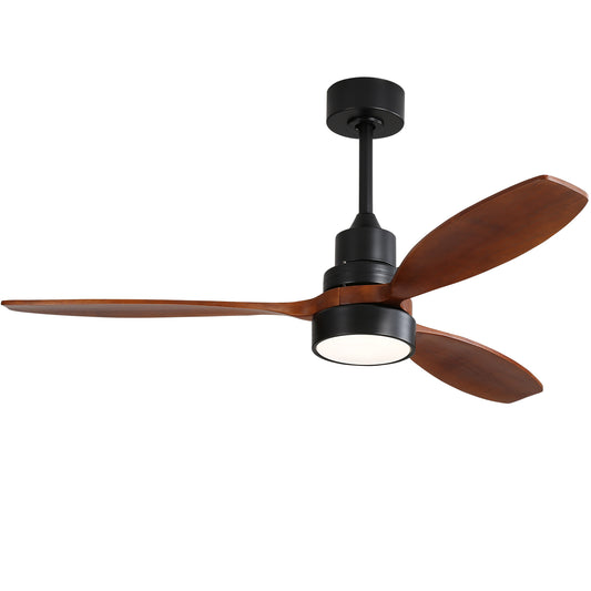 52 Inch Modern Wooden Ceiling Fan  Matte Black Finish