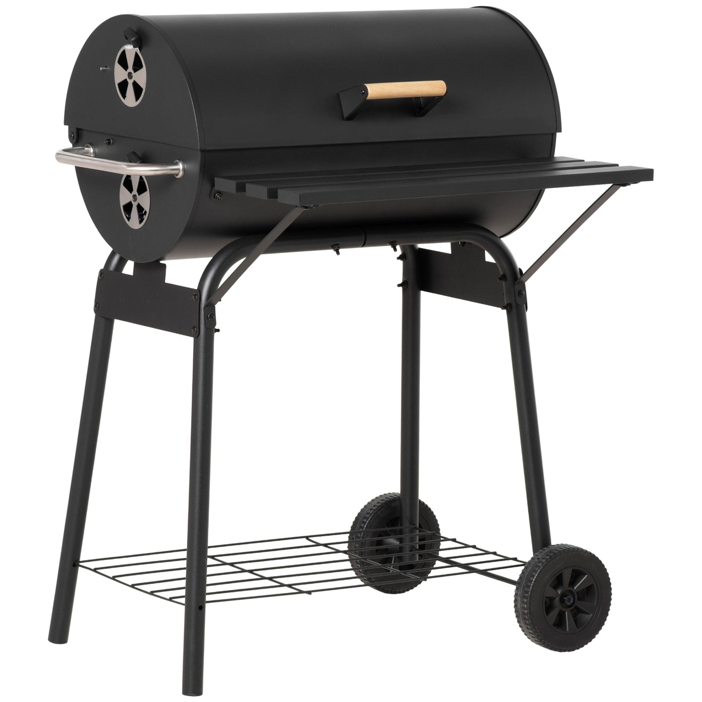 30' Portable Barrel Charcoal BBQ Grill Wheels  Black