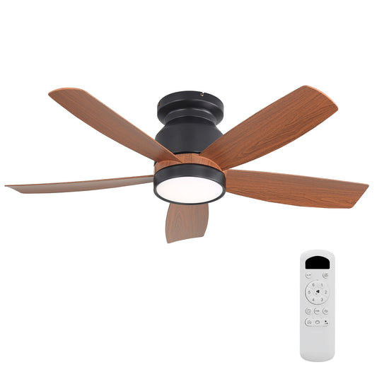 42 Inch Matte Black Ceiling Fan with LED Light