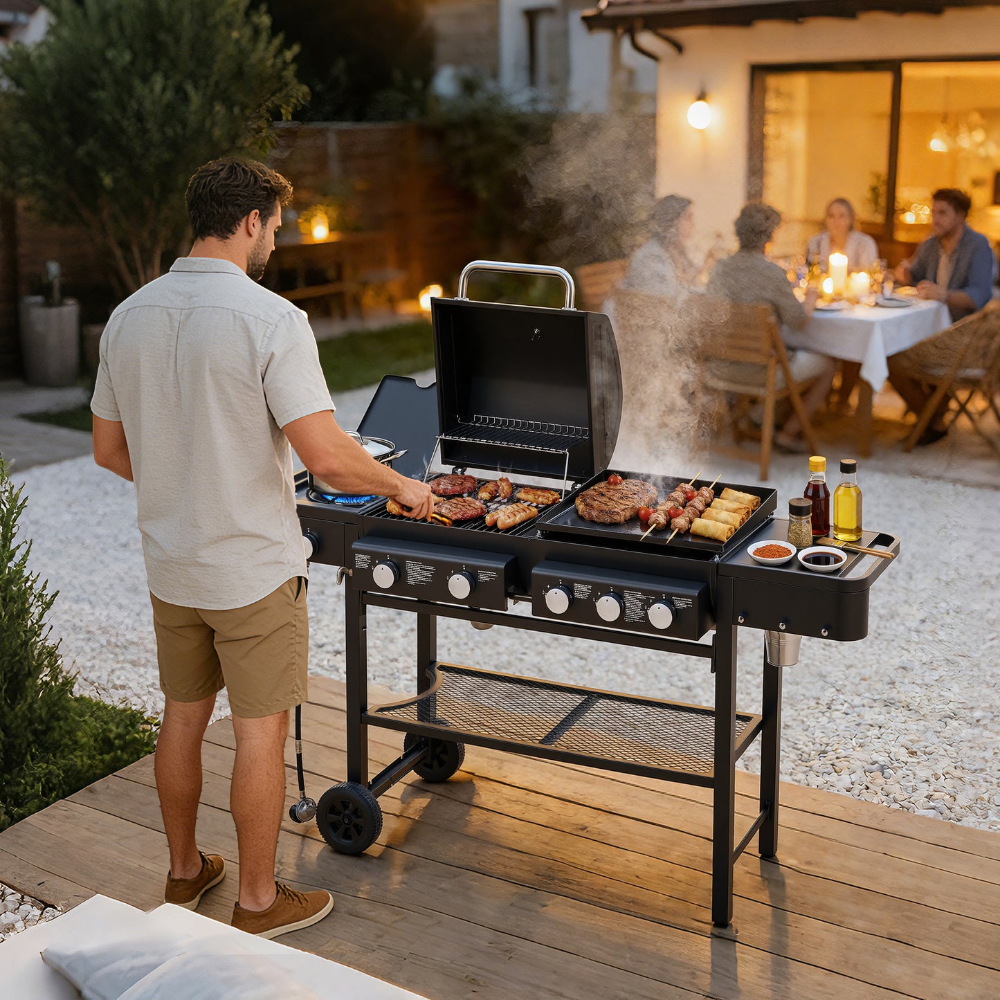 All-in-One Propane Gas Grill with Grilling and Griddling Functions