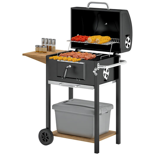 Charcoal BBQ Grill Wheels and Handle, Black