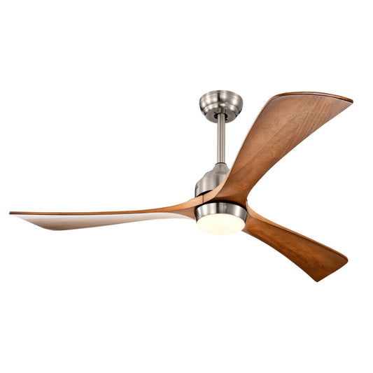 52' Solid Wood Blades Ceiling Fan with Lights (Satin nickel )