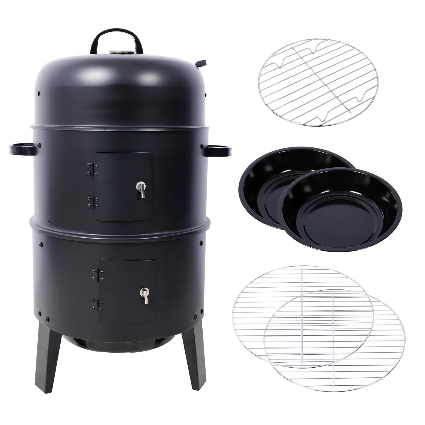 16 Inch Vertical Smoker Portable BBQ Grill  Black