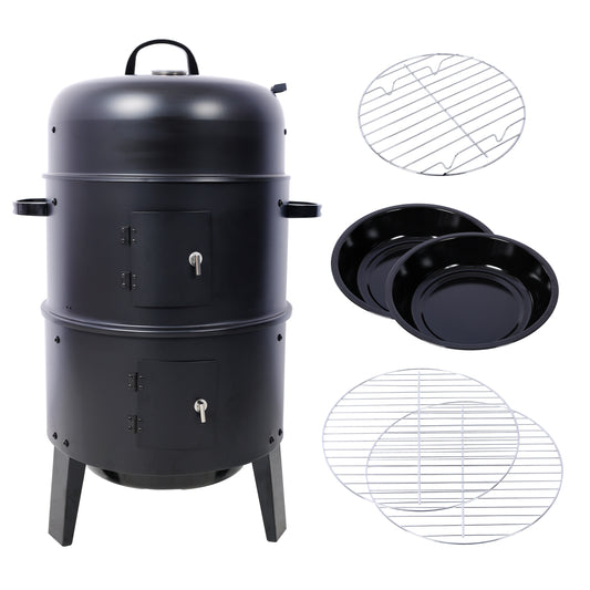 16 Inch Vertical Smoker Portable BBQ Grill  Black